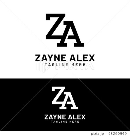 Z A ZA AZ Letter Monogram Initial Logo Design Template 93260949