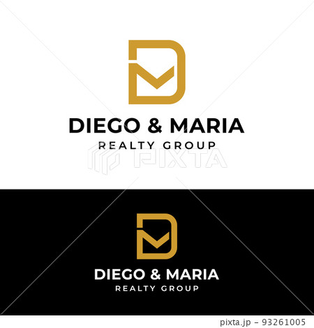 D M Dm Md Letter Monogram Logo Design Templateのイラスト素材