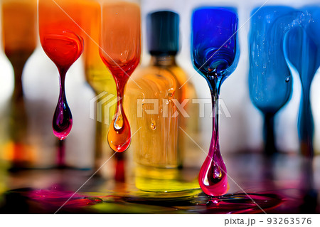 transparent colorful oil drops closeup abstract background, neural network generated art 93263576