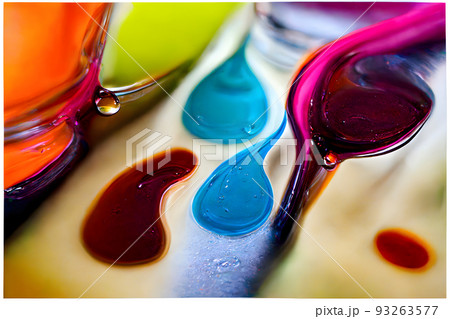 transparent colorful oil drops closeup abstract background, neural network generated art 93263577