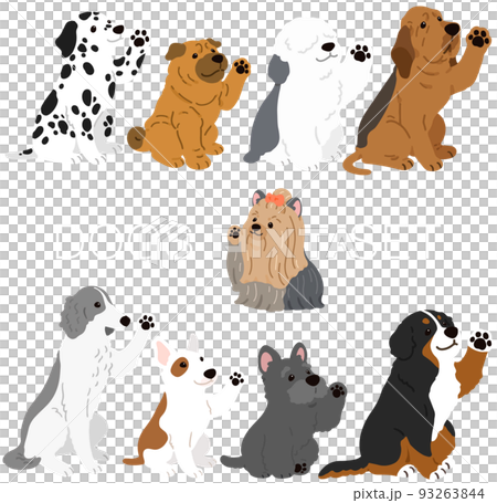 Simple and cute dog illustration set F No main line Simple and cute dog illustration set F No main line 93263844