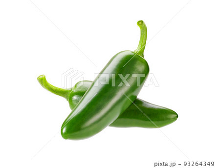 Two jalapeno peppers isolated on white background. Two jalapeno peppers isolated on white background. 93264349