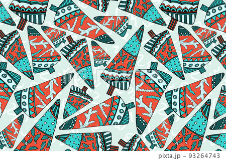 Hygge christmas tree vector seamless pattern 93264743