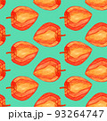 Green physalis geometrical Seamless pattern, watercolor 93264747
