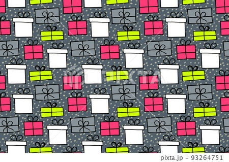 Vivid vector seamless pattern with present box 93264751