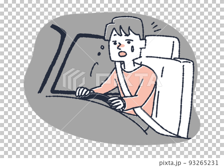 居眠り運転をしてしまった男性　カフェインの取り過ぎによる睡眠不足を疑われる人々 93265231