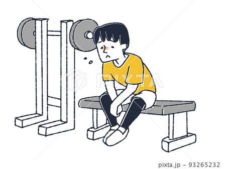 筋トレ途中に眠たくなってしまった男性　カフェインの取り過ぎによる睡眠不足を疑われる人々 93265232