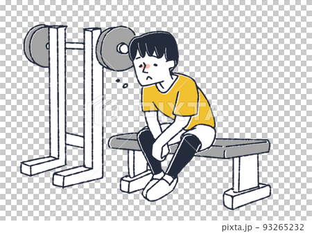 筋トレ途中に眠たくなってしまった男性　カフェインの取り過ぎによる睡眠不足を疑われる人々 93265232