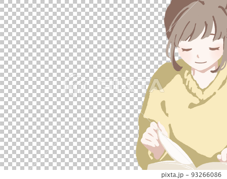 読書をする女の子(目を閉じる) 93266086