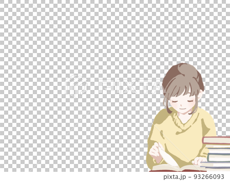 読書をする女の子(目を閉じる) 93266093