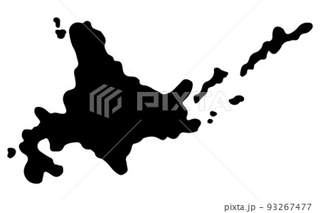 北海道のシルエットイラスト。島あり。 北海道のシルエットイラスト。島あり。 93267477