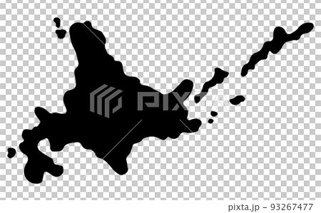 北海道のシルエットイラスト。島あり。 北海道のシルエットイラスト。島あり。 93267477