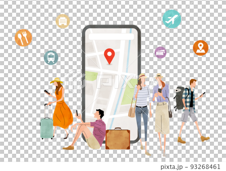 Vector illustration material: people, travelers who check the map on the smartphone 93268461