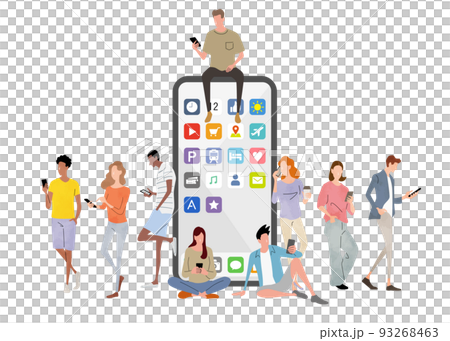 Vector illustration material: people who use smartphones in everyday life Vector illustration material: people who use smartphones in everyday life 93268463