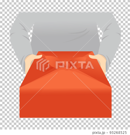 Illustration material handing a gift wrapped in furoshiki 93268525