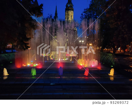 Singing fountain on Main street in Kosice, Slovakia 93269372