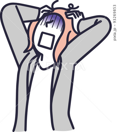 ショックを受ける女性　シンプルイラスト 93269853