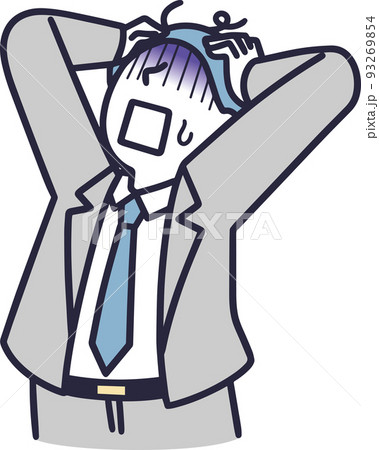 ショックを受ける男性　シンプルイラスト 93269854
