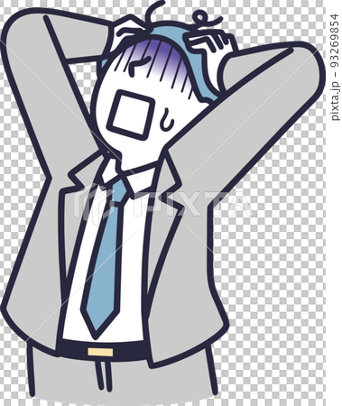 ショックを受ける男性　シンプルイラスト 93269854