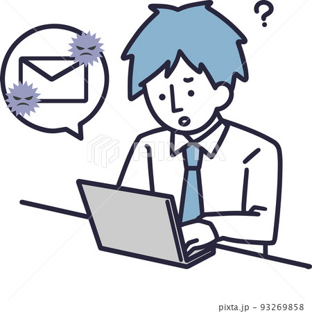 ウイルス付きのメール　ビジネス男性　シンプルイラスト 93269858