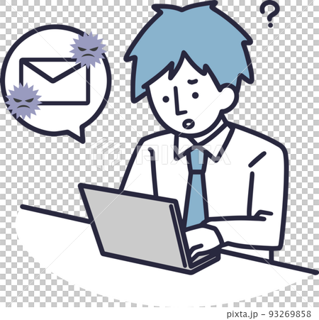 ウイルス付きのメール　ビジネス男性　シンプルイラスト 93269858