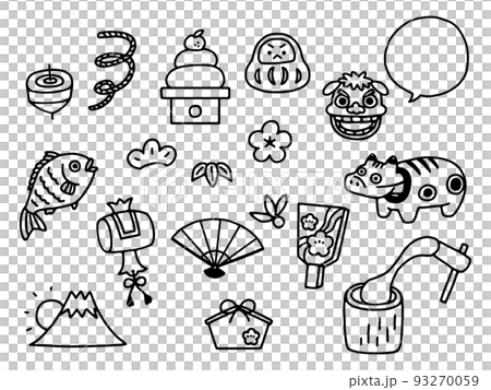 New Year various illustration set / line drawing New Year various illustration set / line drawing 93270059