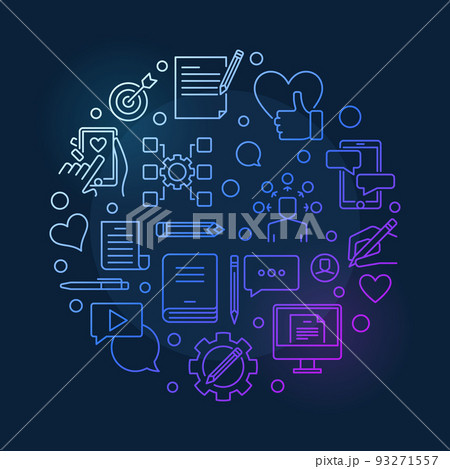 Content vector round concept colored outline illustration 93271557