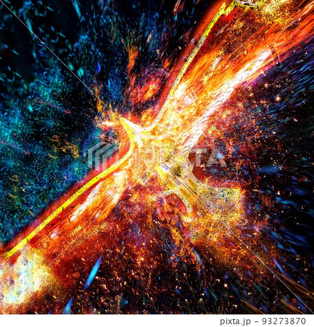 夜空に羽ばたく火の鳥のイラスト 93273870