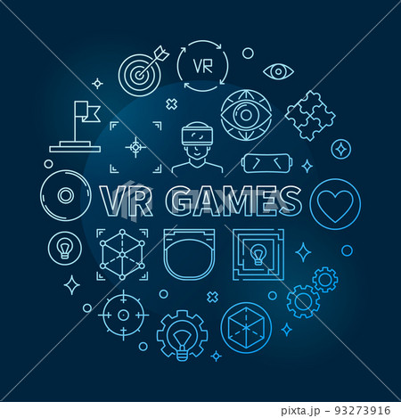 Vector VR Games round concept blue outline...のイラスト素材 [93273916] - PIXTA