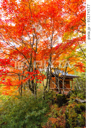 山のお堂と紅葉 山のお堂と紅葉 93274577