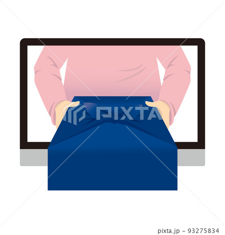 風呂敷に包んだ贈り物をインターネットを通じて手渡ししているイラスト素材 風呂敷に包んだ贈り物をインターネットを通じて手渡ししているイラスト素材 93275834