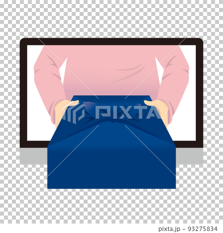 風呂敷に包んだ贈り物をインターネットを通じて手渡ししているイラスト素材 風呂敷に包んだ贈り物をインターネットを通じて手渡ししているイラスト素材 93275834