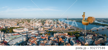 Beautiful aerial view of Riga city, the capital of Latvia. Beautiful aerial view of Riga city, the capital of Latvia. 93277586