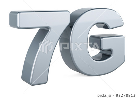 7G metallic logotype, 3D rendering 93278813
