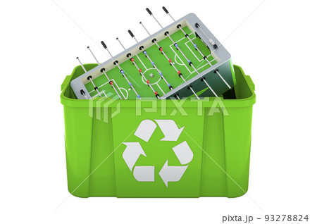 Recycling trashcan with table football, 3D rendering 93278824