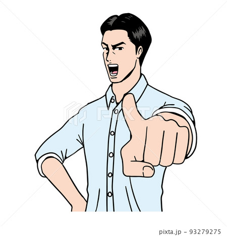 アメコミタッチの指をさす日本人 93279275