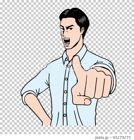 アメコミタッチの指をさす日本人 93279275