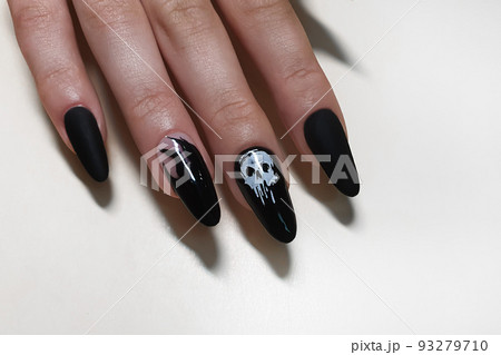 Step-by-step instructions for nail extension on gel tips. Manicure, hands in the foreground. Step-by-step instructions for nail extension on gel tips. Manicure, hands in the foreground. 93279710