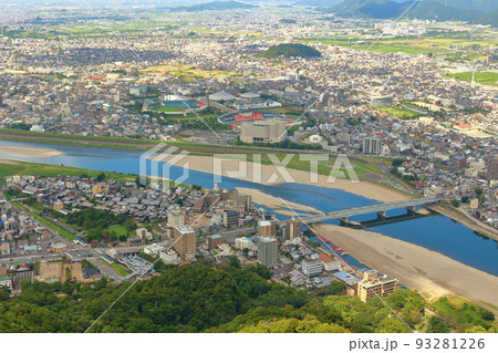 岐阜城から眺める川原町、長良川球場地域 93281226