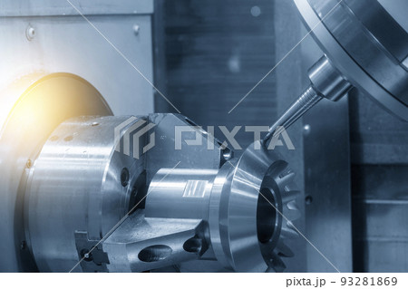 The multi-tasking CNC machine  cutting the differential gear part. 93281869