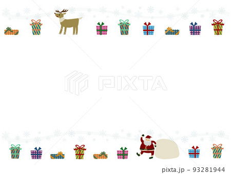 クリスマスの横向きライン・フレーム(プレゼント・サンタクロース・トナカイ) クリスマスの横向きライン・フレーム(プレゼント・サンタクロース・トナカイ) 93281944