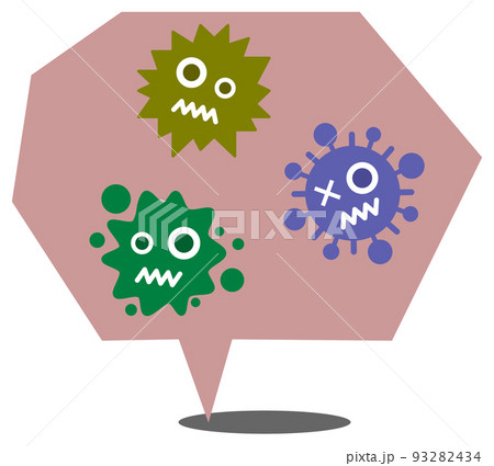 食中毒や病気を発病させるバイキンのイラスト 食中毒や病気を発病させるバイキンのイラスト 93282434