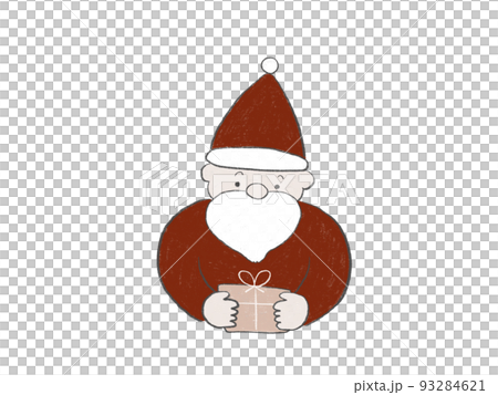 A cute Santa Claus holding a gift with a ribbon... - Stock Illustration ...