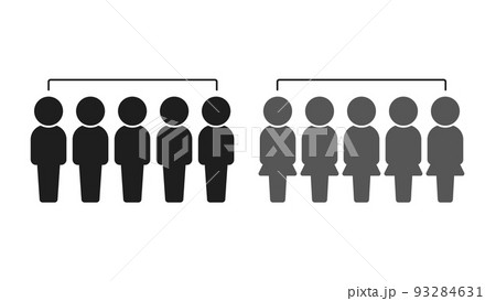 立っている男女各5人組のアイコン･ピクトグラム - グループ･性別のイメージ素材 93284631