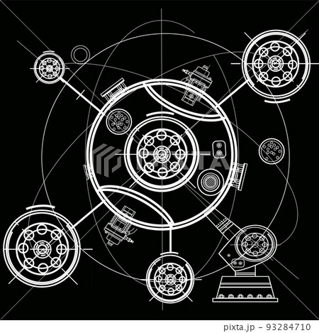 Nuclear reactor power plant drawing. Energy, vector illustration isolated on backgroung Nuclear reactor power plant drawing. Energy, vector illustration isolated on backgroung 93284710