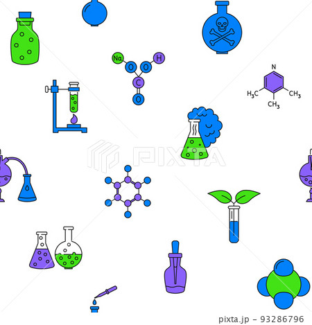 Chemistry science seamless pattern in colored line style 93286796