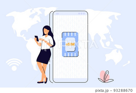 eSIM card chip Embedded SIM concept New mobile communication 93288670