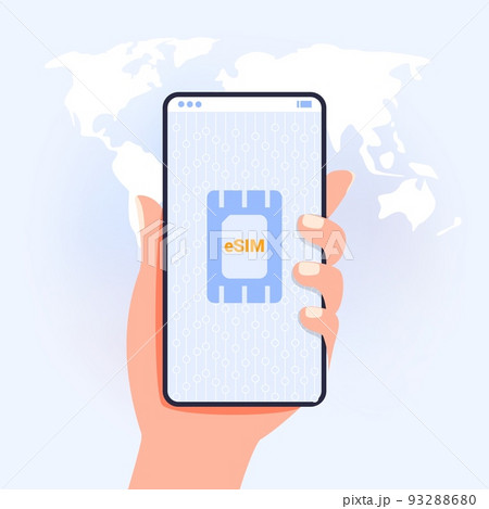 eSIM card chip Embedded SIM concept New mobile communication 93288680