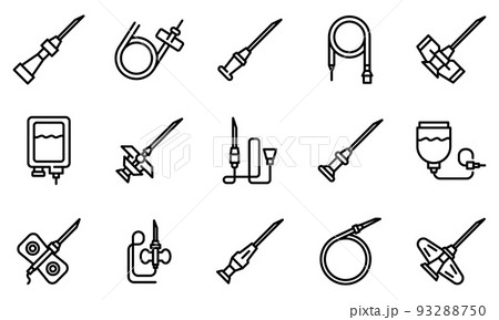 Catheter icons set, outline style 93288750