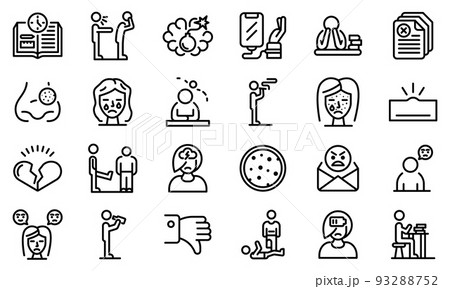 Teen problems icons set, outline style Teen problems icons set, outline style 93288752